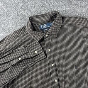 Polo Ralph Lauren Men XLT Brown Plaid Long Sleeve Button Dress Shirt Classic Fit